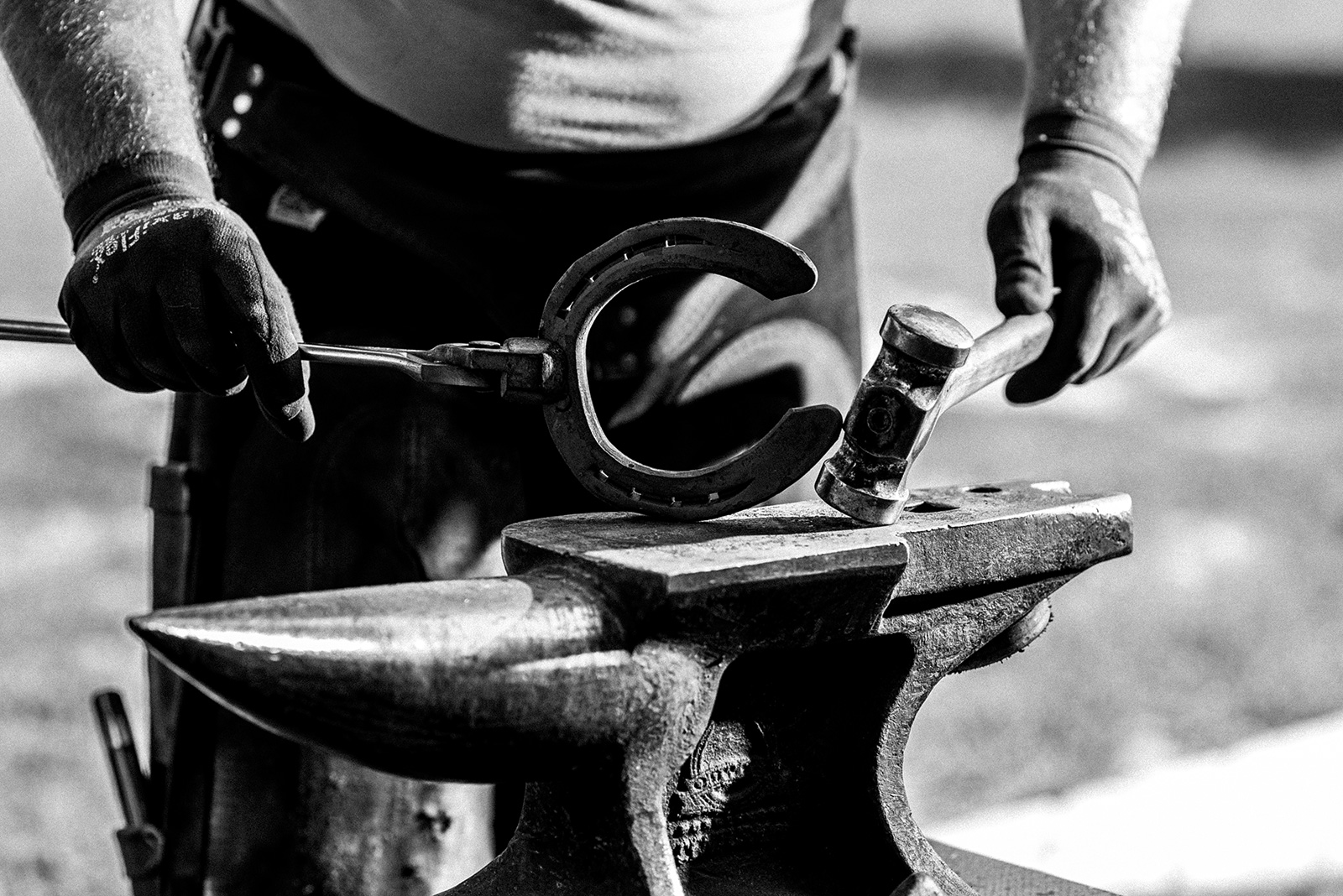 ló patkó patkolás művészi fekete fehér